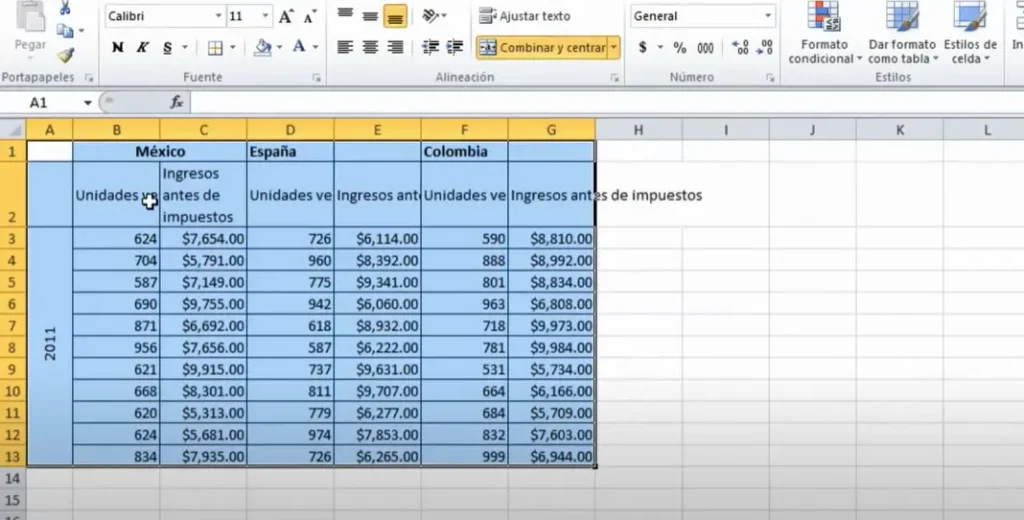 Aplicar un sombreado de celda - personalizacion de bordes en excel